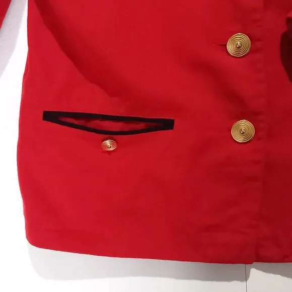 Size 10-12 Bright Red Unusual Buttons Smart WOOL Jacket - Picture 4 of 9
